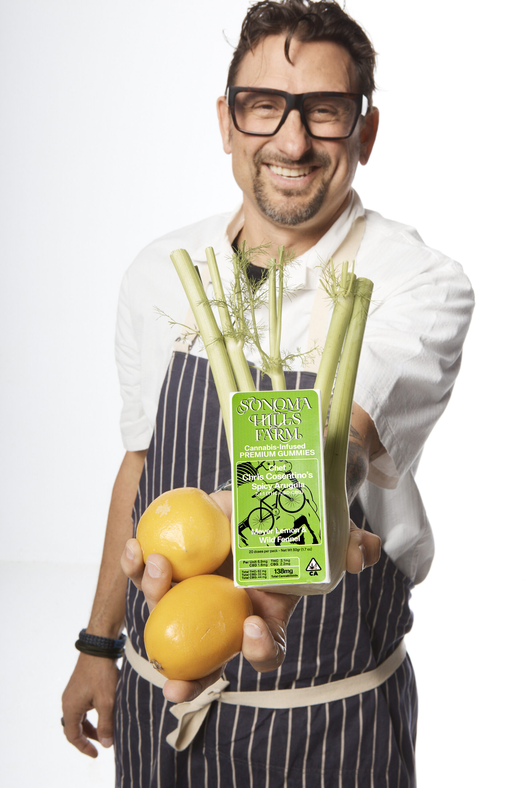 Chef Chris Cosentino with Spicy Arugula gummy