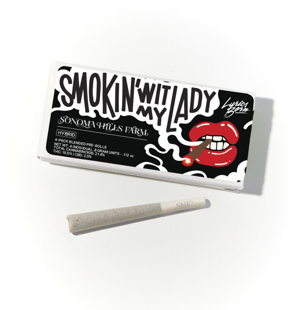 Smokin’ Wit My Lady pre-roll 4-pack and joint, Lyrics Born x Sonoma Hills Farm
